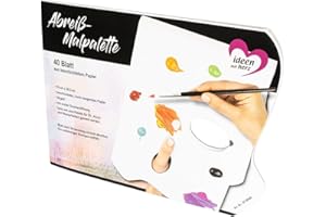 Ideen mit Herz Tavolozza di pittura a strappo, per pittura ad olio, acqua o acrilico, piastra di miscelazione dei colori, pratica e senza pulizia, 23 cm x 30,5 cm, 50 g/m², 40 fogli, 013049