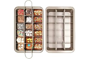 AYF Brownie Pan, Non Stick Brownie Pans With Dividers, 18 Pre-slice Brownie Baking Tray, Carbon Steel Bakeware for Oven Baking 12 X 8 X 2 Inches