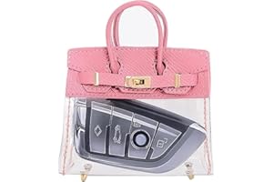 Hanaoops Car Key Case for Women, Exquisite Transparent Small Handbag, Mini Creative Handbag for Car Keys, Waterproof Car Key Wallet with Handle, Cute Leather Handbag Pendant for Girl Gift