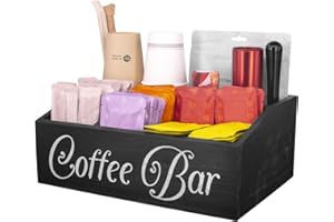 Guolich Coffee Cup and Condiment Station,Coffee and Tea Condiment Storage Organizer,Coffee Bar Accessories,Countertop Organizer,Tea and coffee pod organizer (BLACK)