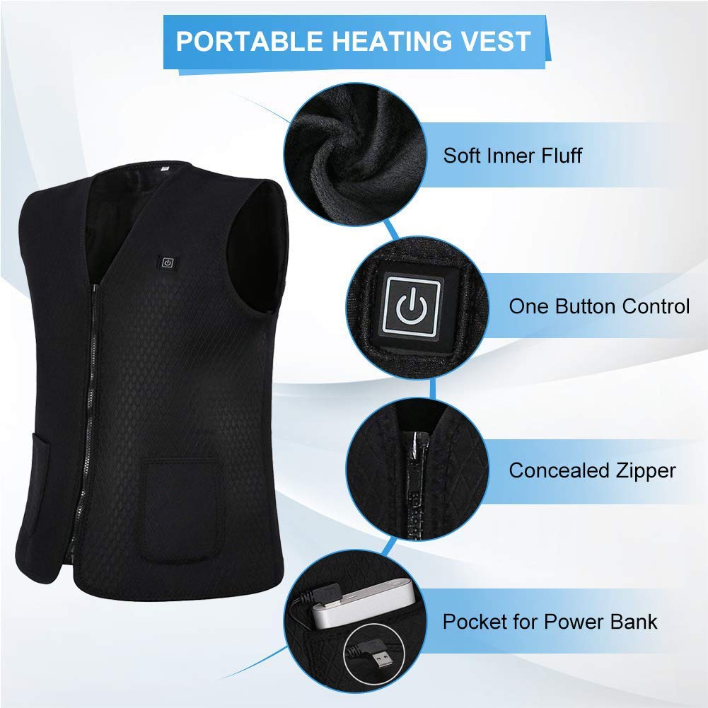 DOACT Chalecos Termico Exteriores, Carga USB Chaleco Eléctrico Lavable - Imagen 5