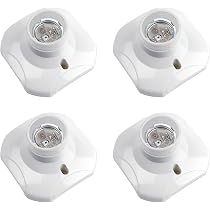 4x E27 White Plastic Straight Batten Ceiling Lamp Holder - Screw Bulb Socket, 110-250V