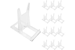 Ravytha 12 st platta displayhållare, justerbar transparent displaystativ stativ av plast, akryltallriksställ, för platt displ