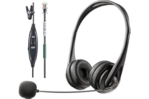 Voistek Casque téléphonique pour Centre d'appels | Compatible avec Le téléphone Plantronics A100 S10 S11 pour Le Centre d'appels de | Mic antibruit, Casque de Bureau Confortable Toute la journée