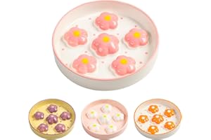 PTOBER Ceramic Slow Feeder Bowl - Healthy Eating Cat Bowl - Colorful Blush Pink Flower Design - Fun Puzzle Feeder Dish - Dishwasher Safe - 6.3''W x 1.2''H - 6 OZ