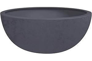 PFLANZEN-KÖLLE EDA - Vasque Basalt'Up 40 cm - 14,9 L - Décor Imitation Béton - Ø 40 x H.16,5 cm - Gris Anthracite