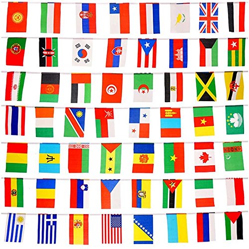 jijAcraft 8,2 '' x 5,5''164 Piedi Bandiere Internazionali di Corde, 200 Bandiere del Mondo Bandiere Bandiere Pendenti Bunting per Decorazioni per Feste e Cuccioli (8,2 '' x 5,5 '')