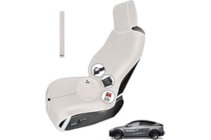 RELEDESA 1Pc Upgrade Widened Waterproof Car Seat Cover Front for Tesla Model 3/Y/S/X, Neoprene Auto Seat Protector Towel Washable Nonslip with 3 Buckle Straps, 1 Shoulder Belt and Storage Pouch (Ivory White)