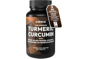 OMNIA High Strength Turmeric Complex 3980mg – Turmeric Curcumin C3® with Ginger, Boswellia, Black Pepper & Vitamin C 60 Tablets, Joint Pain Relief, Immune Support & Anti-Inflammatory Supplement (60)