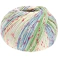 Lana Grossa Meilenweit 100 Seta Cocoon Multi Yarn, 3355 Grey/White/Yellow/Light Orange/Carnation/Dark Grey