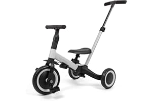 Leogreen 4 in 1 Laufräder, Kinderdreirad mit Schubstange, Laufrad Dreirad, für Kinder ab 1 Jahre bis 3 Jahren, bis zum 25kg, Grau