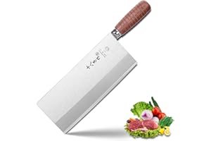 SHI BA ZI ZUO Coltello da chef cinese da 9 pollici, coltello da cucina sottile e leggero Coltello per verdure in acciaio inossidabile Lama antiaderente,F208-1