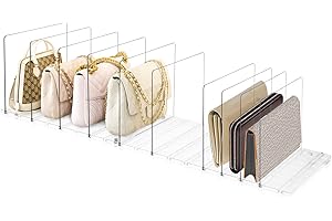 Zaxiva Set de 10 Separadores de Bolsos, Organizador de Armario Ajustable con Base Ranurada y Divisores, Ideal como Organizador de Armario y Bolsos de Mujer, También para Cocina, Baño y Escritorio