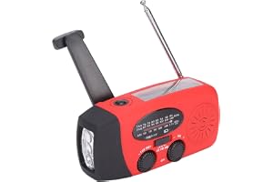 BTER Nödväderradio, 1000mAh Bärbar Solarhandvev Nödradio med LED-ficklampa, SOS-larm och Kompass, Sol USB-laddning Vattentät Handvevsradio för Utomhusnödsituationer