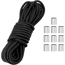 Kit Tendeur élastique 6 Mm X 20 M Noir - Avec Boules élastiques, Mousquetons, Manchons Alu