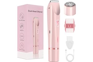 Brigin Rasoio Elettrico Donna,2 in 1 Rasoio Elettrico Corpo IPX7 Impermeabile,Rasoio Intimo Donna a Secco e Bagnato,Indolore Rasoio Parti Intimer, facile da pulire