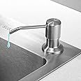 ELECDON Soap Dispenser for Kitchen Sink Brushed, Silver, Refill from The Top, Stainless Steel Built in Sink Soap Dispenser with Large 13.5 Ounce Bottle with 300cc Large Bottle, Anti-Leakage Upgrade