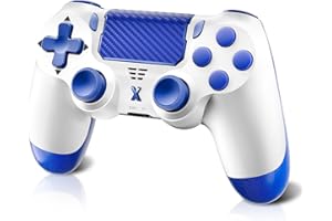 Quevati Wireless Controller for PS-4, Controller Wireless for Pro/Slim/PC, Bluetooth Gamepad Joystick with Dual Vibration Touch Panel 3.5mm Audio Jack Six-Axis Upgraded Ergonomic (Blue)