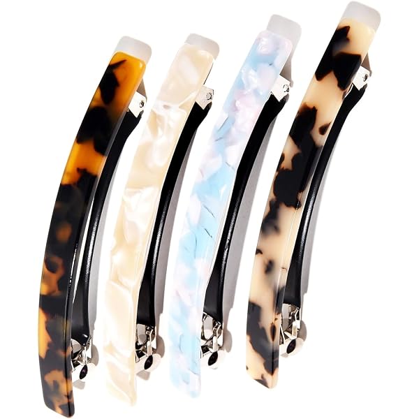 KGDUYC 4er Set Lange Haarspangen – Automatische Zelluloid-Spangen Im Leopardenlook
