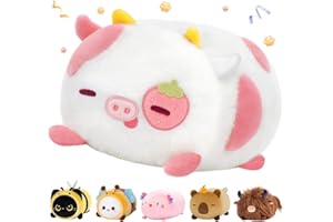 Mewaii Peluche Mucca con Occhi di Fragola Cuscino Morbido Giocattolo Kawaii 40CM Regalo di Compleanno Natale per Ragazze e Ragazzi
