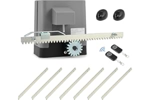 CO-Z 280W Kit Automazione Cancello Scorrevole, Motore Cancello Scorrevole per Porte Fino a 600kg 12m con 2 Telecomandi, Cremagliera 8x0.5M e Sensori a Infrarossi per Casa Giardino Garage