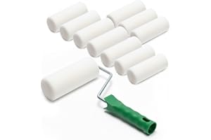 ToolSpace 10x Lackierwalze 11cm mit Griff Superfein Schaumstoffrolle 50 kg/m³ Schaumstoff Dichte Lacke Lasur Acryl Lösungsmittelbeständig Nicht-Aggressive Malerrolle Lackrolle Feinarbeiten Türen Möbel