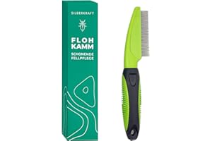 ‎SILBERKRAFT Silberkraft Flohkamm für Hunde & Katzen – Metallzinken, abgerundet & rostfrei – Läusekamm, Staubkamm, zur Fellpflege und Unterstützung bei Ungezieferbefall – für sensible Haut
