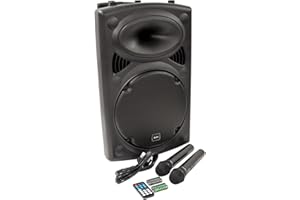 QTX , QR12BT PA: Powerful Portable PA with Bluetooth Connectivity, Two Wireless Mics, Internal Rechargeable Battery, Trolley Handle and Wheels