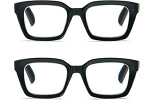Kodilin 2 Pacco Occhiali da Lettura Rettangolari Quadrati Vintage Oversize Square Frame Anti Luce Blu per Donna