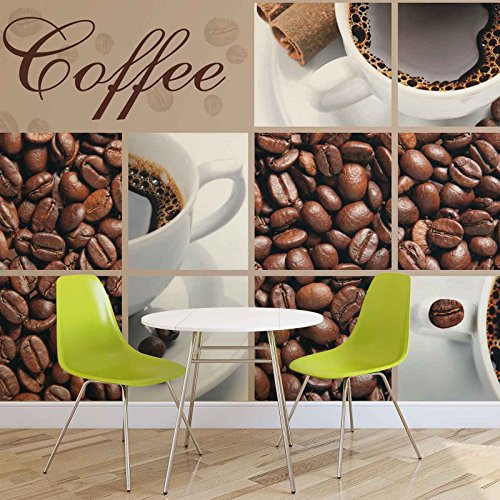 Tapeto Fototapete - Kaffee Kaffeebohnen - Papier 254 x 184 cm (Breite x Höhe) - Wandbild Coffee Küche Pause