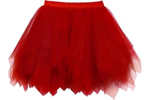 Wikoan Jupe en Tulle Femme Tutu Ballet Danse Jupes Couches Asymétrique Années 50 Cocktail Swing Princesse Jupon Tulle Jupe Courte Halloween Carnaval Costume