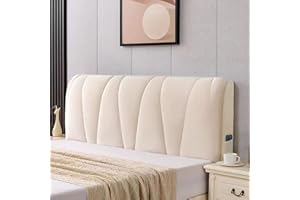 RACKBONE Copri Testata Letto Matrimoniale Copertura per Testiera per Matrimoniale/Singolo Premium Elastica Copritestata Letto Velluto Fodera Protezione Anti-Collisione Cuscino (Color : Beige, Size : 190x75cm