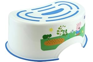SRVERTEX Plastic Step Stool for Toddlers Decorated with Licensed Characters, 31cm Anti-Slip Toilet Training Step with Slip-Resistant Pads (George Toddlers Step Stool Blue)