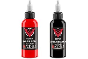 NAUDILIFE 2 butelki tuszu do tatuażu – permanentny makijaż do tatuażu i cieni, klasyczny czarny tusz do tatuażu z eleganckim czerwonym kolorem (30 ml)