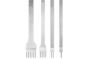 Grevosea Juego de 4 piezas de perforadora de cuero, perforadora de cuero, perforadora de hierro de 3 mm, 1/2/4/6 puntas, juego de cinceles de costura de diamante para kits de manualidades de cuero