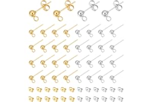 UNICRAFTALE 40pcs 2 Colori Orecchini A Perno con Perno A Sfera in Acciaio Inossidabile Orecchino A Perno con Sfera in Acciaio Inossidabile Orecchini A Bottone con Anello E Dadi per Le Orecchie