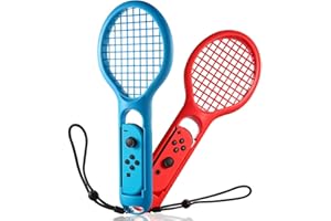 Tennisschläger Kethvoz Tennis Racket for Nintendo Switch Sport Game Mario Tennis Aces Spiele, NS Tennis Schläger für N-Switch OLED Lite Joy-Con Konsole Controllers (2 Stück, Blau & Rot)