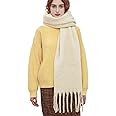 Excefore Large Chunky Scarf, Colorful Cashmere Feel Oversized Scarves Blanket Soft Big Wool Thick Winter Warm Women, Tassel Soft Fall Winter Thick Scarf for Outdoor (Cream)