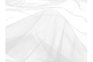 EVENTKAUF Tüll Stoff Meterware - 160 cm Breite - quer-elastischer, weicher Tüllstoff - Uni Deko Stoff (Weiß)