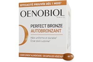 Oenobiol Autobronzant Perfect Bronze - Efficace Dès Le 1er mois ans soleil - Concentration de 5 pigments 100% d'origine végétale - Complément Alimentaire 30 Capsules - Programme 1 Mois
