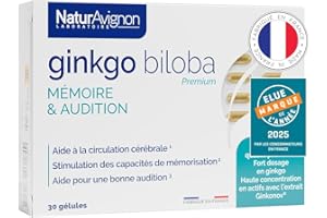 NATURAVIGNON LABORATOIRE NaturAvignon | Ginkgo biloba | mémoire | concentration I audition I complément alimentaire | fort dosage I vitamine B5 | 30 jours
