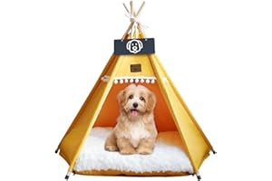Vinnypet Pets Teepee Dog/Cat Bed Tents Luxery Kennels Play House With Plush Cushion Dogs Tent Teepee Removable and Washable 60x60x70cm