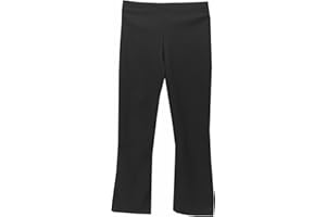 DALSA Girls School Trousers, Plain Elasticated Waist Pull Up Fine Stretch Ribbed Fabric Bootleg Style Comfortable Fit