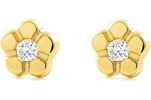 MONDE PETIT Orecchini per Bambini fiore - oro giallo 9k (375) - Scatola Regalo - Certificato di garanzia