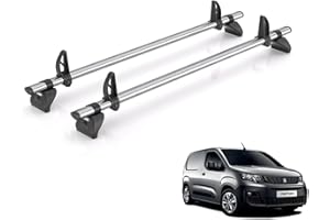 VAN DEMON Rhino Roof Rack for Peugeot Partner 2018+ [Only Fits Standard (L1) Wheelbase Models] 2 Roof Bars + Loadstops - GB2FL/KLS2