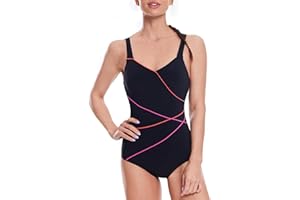 Veranobreeze Ladies Swimsuit One Piece Swimming Costume Black Athletic Swimsuit Modest Swimwear