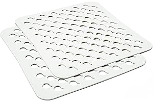 LAPAP | Tappetini per Lavello in PVC, Fantasia Malva, Set da 2 Pezzi, Misura Standard 32x29 cm, Adatta ad Ogni Lavello, qualità e Design Made in Italy, Facile da Lavare, più Igienico, Colore Bianco