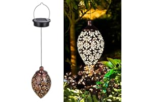 TOMSHINE Solar Lantern Light,Outdoor Hanging Garden Lights Metal Lamp for Patio, Patio Decor Metal Yard Art Garden Accessories Outdoor Decorations for Porch,Yard, Lawn, Patio, Courtyard