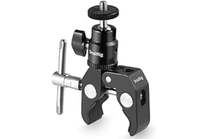 SMALLRIG Super Clamp Mount mit Mini Kugelkopfhalterung, Blitzschuhadapter mit 1/4-Schraube für LCD-Feldmonitor, LED-Leuchten, Blitz, Mikrofon, für Gopro, für DJI 5 Pro/4/3, für Insta360-1124