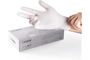 LANON 3 Mil Nitrile Gloves, Disposable Gloves, Food Safe, Silicone Free, Powder Free, Latex Free, White, Pack of 100, L